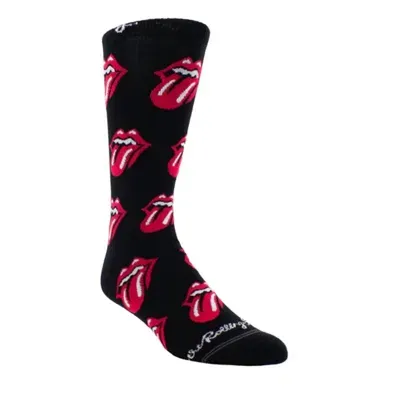 Perri’s Socks Men's The Rolling Stones Allover Red Tongues Crew Socks In Black