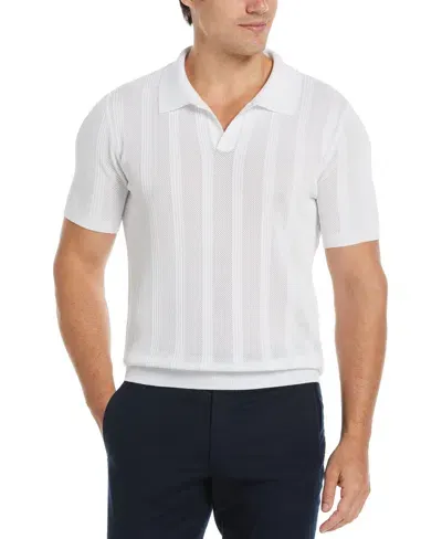 Perry Ellis Men's Mesh Stripe Polo Sweater In Bright White