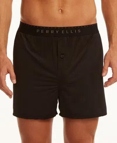 Perry Ellis Men's Solid Luxe Boxer Short In Black