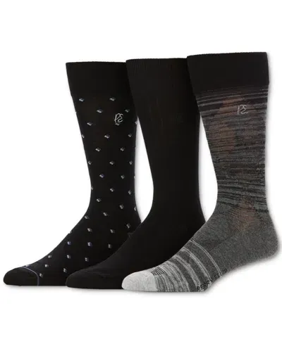 Perry Ellis Portfolio Men's 3-pk. Moisture-wicking Dress Socks In Black Assorted