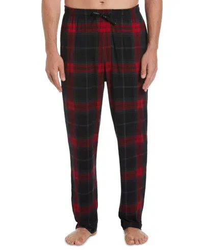 Perry Ellis Portfolio Men's Deluxe Touch Knit Plaid Pajama Pant In Chili Pepp