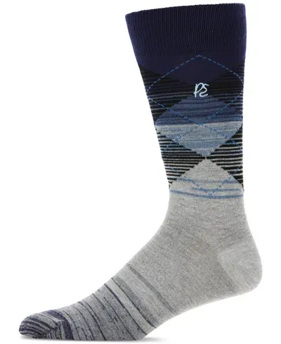 Perry Ellis Portfolio Men's Ombre Striped Argyle Dress Socks In Grey Heather