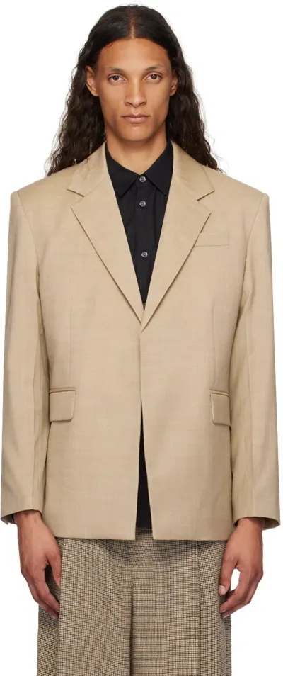 Peter Do Tan Padded Shoulder Blazer In Taupe