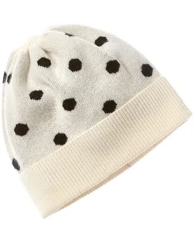 Phenix Dot Jacquard Cuffed Cashmere Hat In White