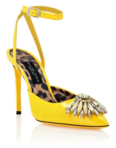 Philipp Plein Vernice 110mm Crystal-embellished Pumps In Yellow