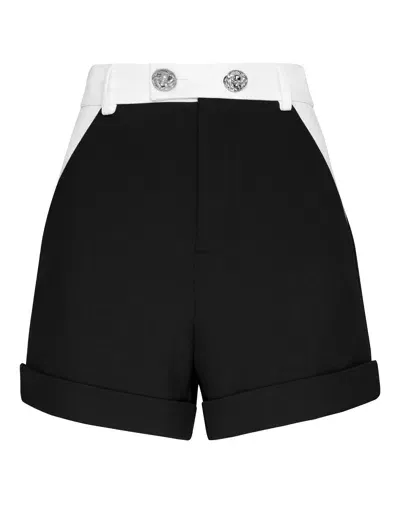 Philipp Plein Cady Two-tone Short Shorts In Black