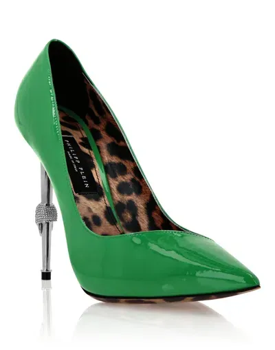 Philipp Plein Decollete 120mm Patent Pumps In Green