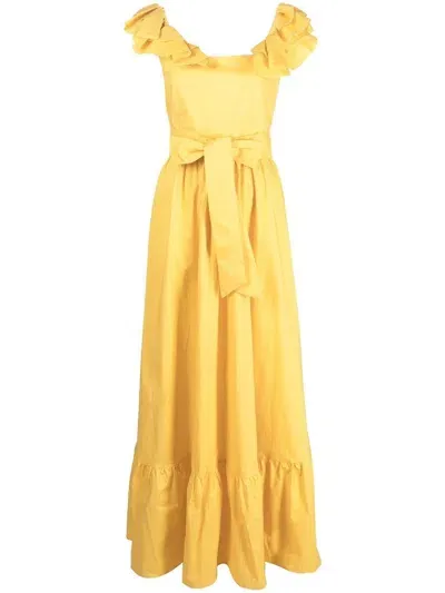 Philipp Plein Ruffle-detail Cotton Dress In Yellow