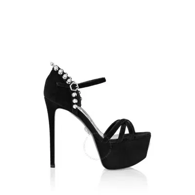 Philipp Plein Suede Stud-embellished Platform Sandals In Black