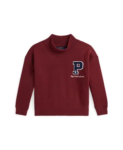 Polo Ralph Lauren Babies' Toddler And Little Girls Fleece Letterman Sweatshirt In Red Carpet