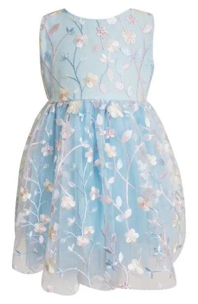 Popatu Kids' Floral Embroidered Party Dress In Blue