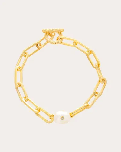 Preeti Sandhu Women's Organic Pearl Chunky Link Bracelet In Gold