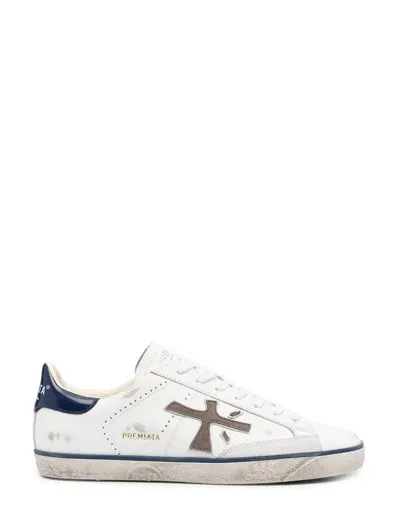 Premiata Sneakers In White/blue