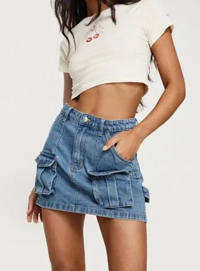 Princess Polly Tall Chillders Denim Mini Skirt In Mid Wash