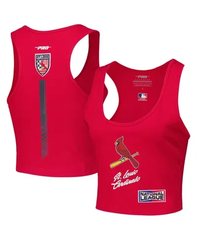 Pro Standard Women's Red St. Louis Cardinals Fast Lane Fitted Tri-blend Cropped Tank Top