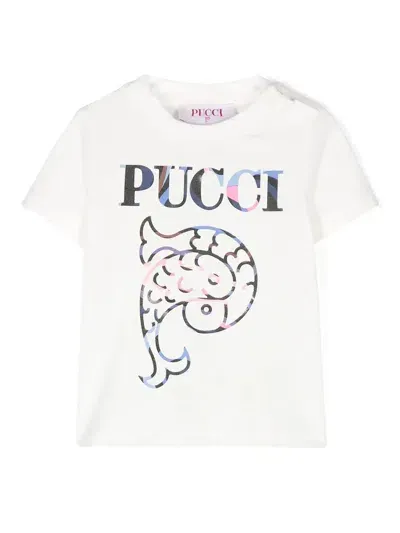 Pucci Babies' White T-shirt With Contrast Logo