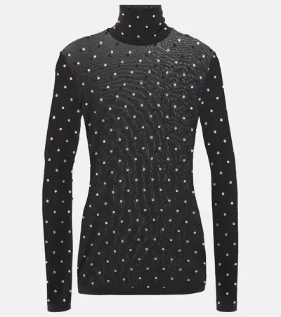 Rabanne Crystal-embellished Turtleneck Top In Black