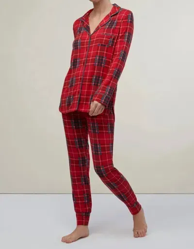 Rachel Parcell Jersey Pajama Set In Red Plaid