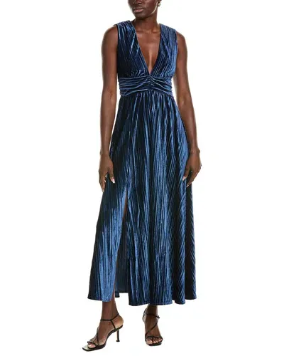 Rachel Parcell Pleated Velvet Maxi Dress In Blue