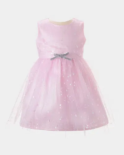 Rachel Riley Kids' Girl's Sparkle Star Tulle Dress In Pink