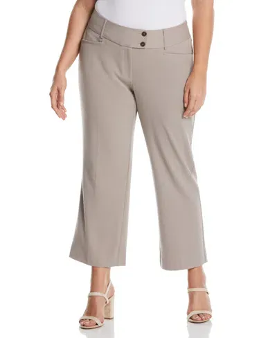 Rafaella Plus Size Curvy Fit Short Length Bootcut Pant In Summer Straw