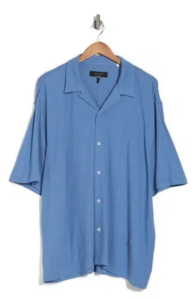 Rag & Bone Avery Knit Camp Shirt In Blue