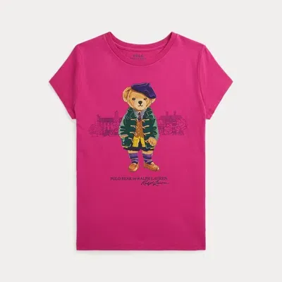 Ralph Lauren Kids' Polo Bear Cotton Jersey T-shirt In Fuchsia