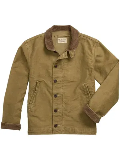 Ralph Lauren Rrl Corduroy-collar Cotton Jacket In 绿色