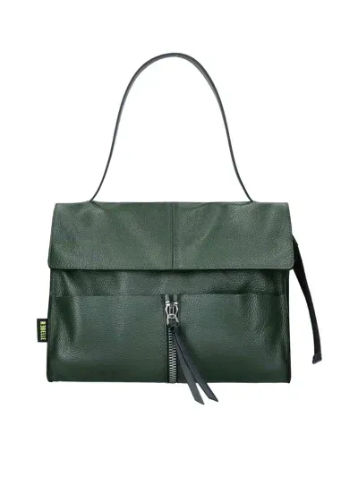 Rebelle Chloe Satchel L Green Leather Shoulder Bag