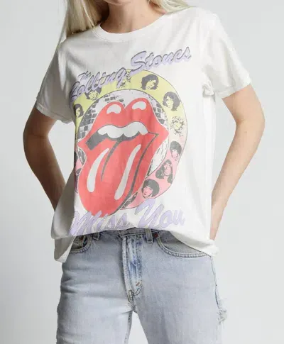 Recycled Karma Unisex - Rolling Stones Miss You Tee In White