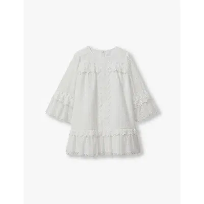 Reiss Girls Ivory Kids Zadie Long-sleeved Lace Dress 9-13 Years 9-10