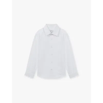 Reiss Kids' Marcel Long-sleeve Cotton Shirt 3-14 Years Whit In White