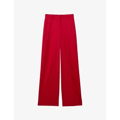 Reiss Womens Wide-leg Mid-rise Wool-blend Trousers Red