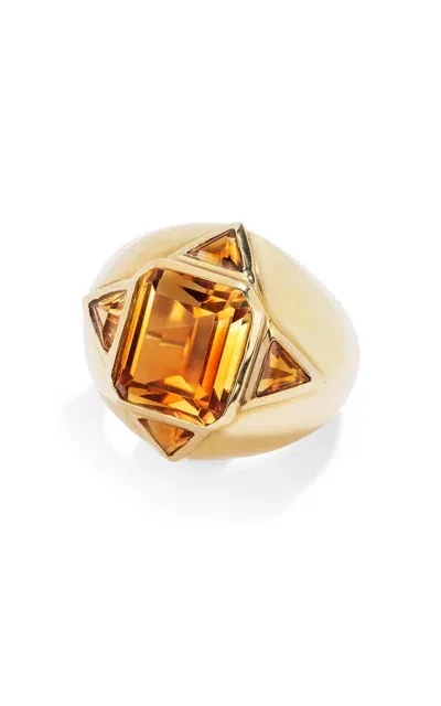 Renato Cipullo 18k Yellow Gold Citrine Stella Ring In Orange