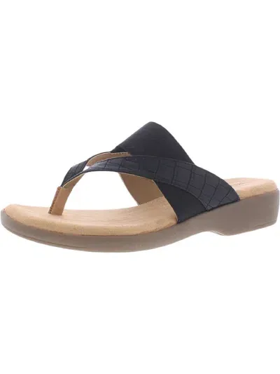 Rialto Bumble Womens Faux Leather Slide On Thong Sandals In Black