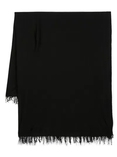 Rick Owens Knit Blanket Virgin Wool Scarf In Black