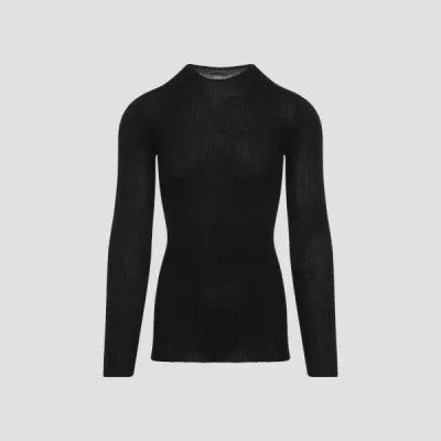 Rick Owens Ribbed Round Neck Ls T-shirt L In Black