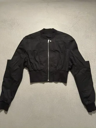 Pre-owned Rick Owens Sample  Ss23 Girdered Cropped Bomber In Black