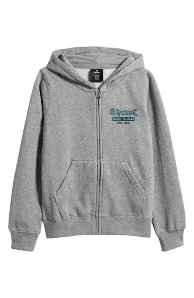 Rip Curl Kids' Shred Until Dead Graphic Zip-up Hoodie In Grey Marle