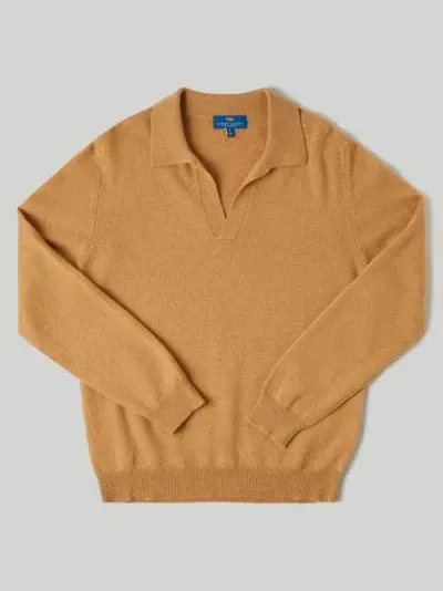 Robert Talbott Parsons Johnny Collar Sweater In Camel