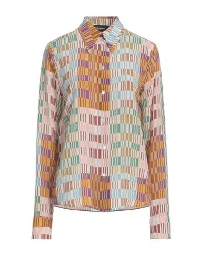 Rochas Woman Shirt Camel Size 8 Silk In Beige