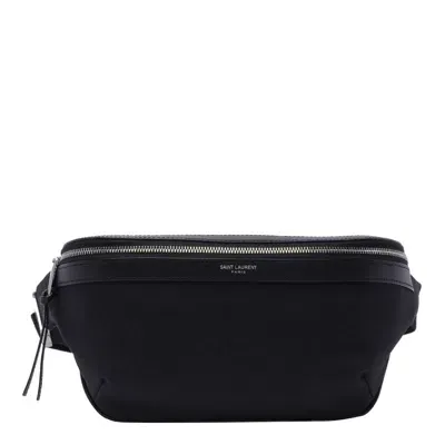 Saint Laurent Monogram Canvas Belt Bag In Black