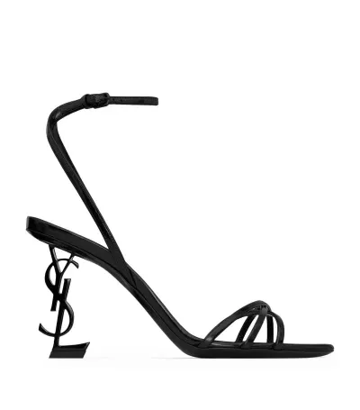 Saint Laurent Leather Opyum Sandals 85 In Nero