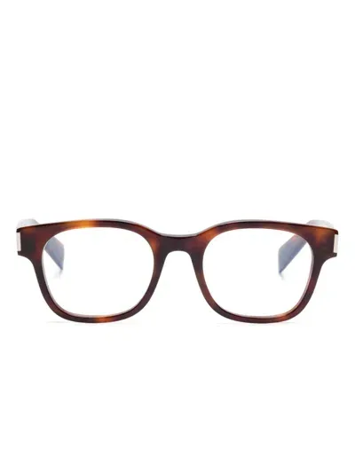 Saint Laurent Tortoiseshell-effect Glasses In Braun