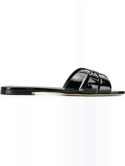 Saint Laurent Women's Nu Pieds 05 Tribute Patent Leather Sandals In Black