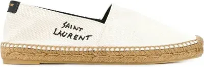 Saint Laurent Canvas Espadrilles With Jute Sole And Round Toe In Beige