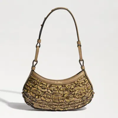 Sam Edelman Bay Crescent Chainlink Shoulder Bag Yellow Snake