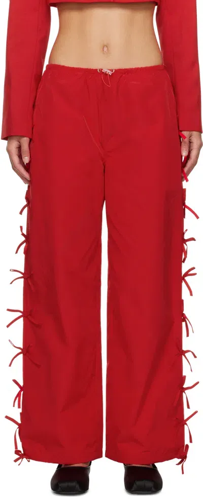 Sandy Liang Red Poppet Track Pants In 616 Red