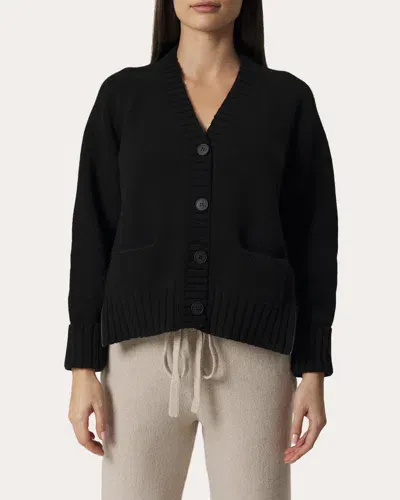 Santicler Women's Brook Lace-insert Wool-cashmere Blend Cardigan In Black