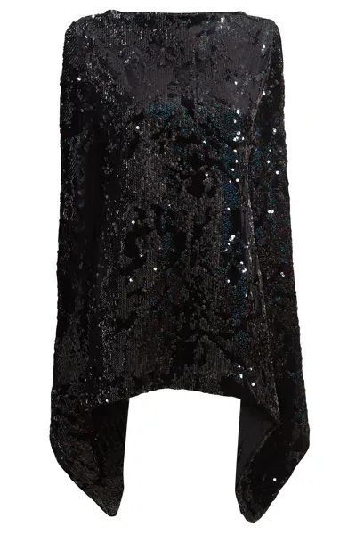 Sarvin Women's Sequin Black Open Back Top